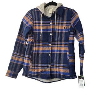 Dickies Womens Flannel Jacket With Hood Blue XS